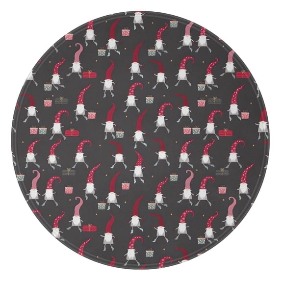 Dark Gray Christmas Gnome Pattern Round Blanket,Comfortable Soft Flannel Throw Blanket,All Season,Warm Lightweight Blankets for Sofa Bed Couch Living Room Chair 47"x47"