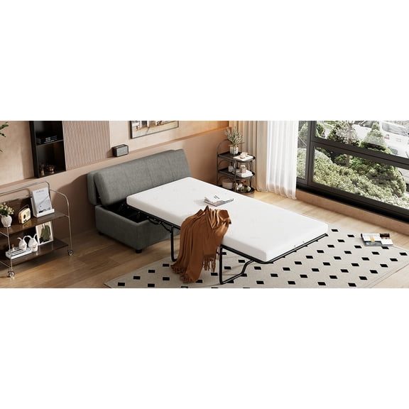 Dark Gray Convertible Sleeper Bed - Durable Construction, Comfortable for Long - Time Sitting