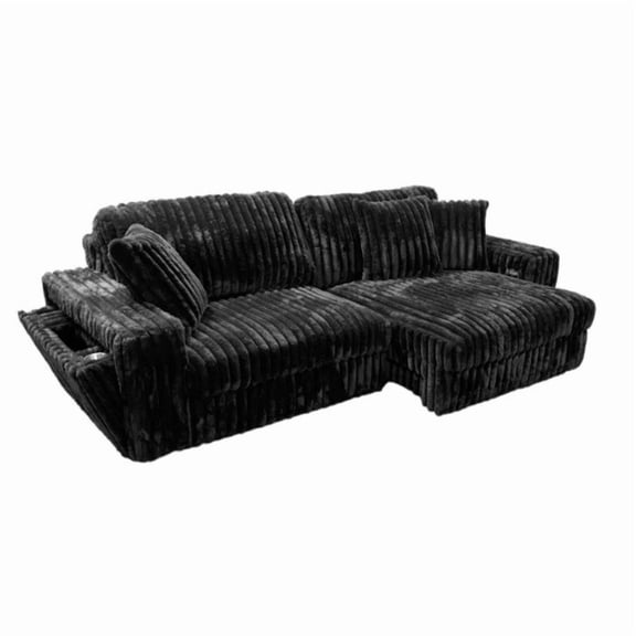 Dark Gray Corduroy Oversized Loveseat Power Convertible Bed with USB