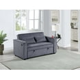 thumbnail image 1 of Dark Gray Corduroy Upholstered 2-Seat Sleeper Sofa Couch with Cup Holders &amp; USB Ports - Convertible Pull-Out Bed, Modern Living Room Furniture, 59" W x 34" D x 33" H, 1 of 8