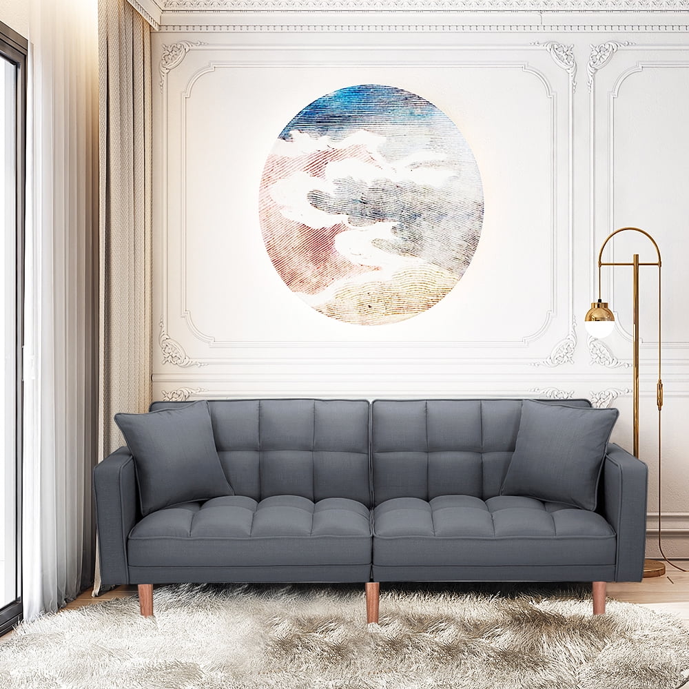 Dark Gray Couch SEVENTH Convertible Sofa Bed Modern Fabric
