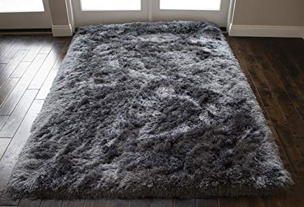 Fluffy Datk Grey Rugs Dark Gray Dark Grey Color 5x7 Feet Solid Shag Shaggy Plush Pile Woven ...
