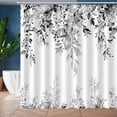 thumbnail image 1 of Dark Gray Eucalyptus Leaves Shower Curtain, Aesthetic Art Watercolor Plant Floral Leaf Bathroom Decor, Waterproof Fabric Shower Curtain Set with Hooks 72x72 Inches, 1 of 5