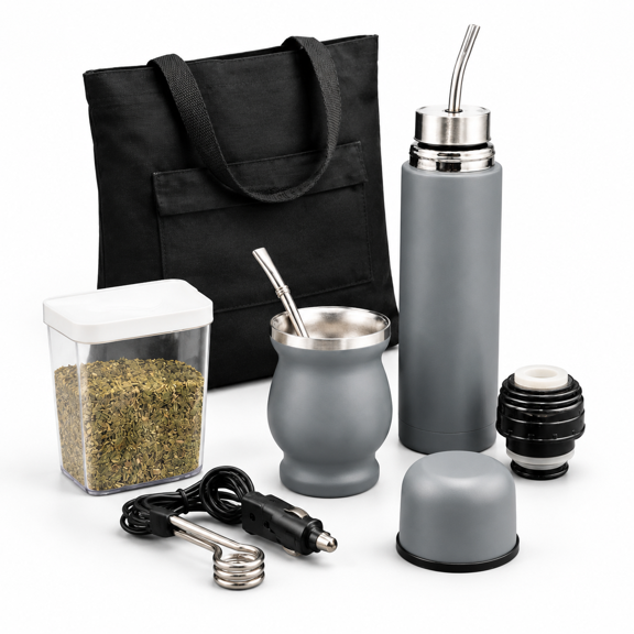 Dark Gray FULL KIT 750ml Double-Wall Insulated Stainless Steel Yerba Mate Drinkware Set