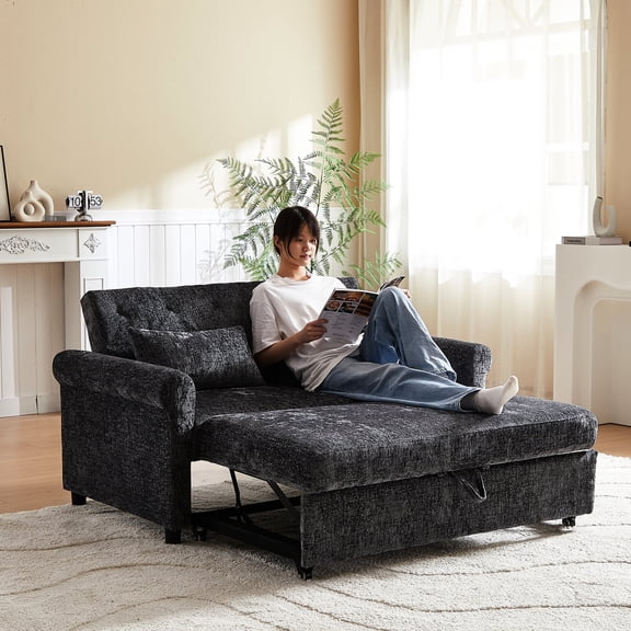 Dark Gray Fabric Sofa Bed | Convertible for Sleep and Sit | Extra Heavy - Duty Abrasion Resistance