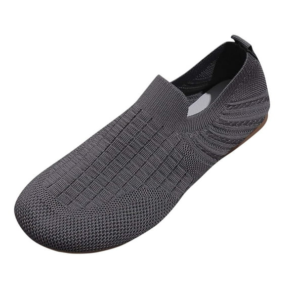 Dark Gray Fashionable Flat Sandals For Women, Round Toe Solid Color ...