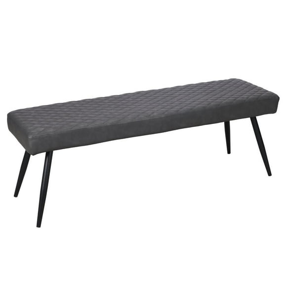 Dark Gray Faux Leather Upholstered Dining Bench with Black Sanded Legs