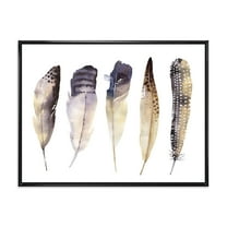 Dark Gray Feathers Boho Ethnic II 20 in x 12 in Framed Painting Canvas Art Print, by Designart