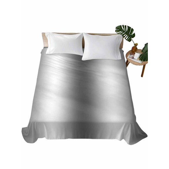 Dark Gray Flat Sheet Only Twin Size, Soft Breathable Bed Top Sheets for Mattress, Gradient White Abstract Minimalist Stripe Luxury Bedding Flat Sheets for Home Hotel Bedroom Bed Protection