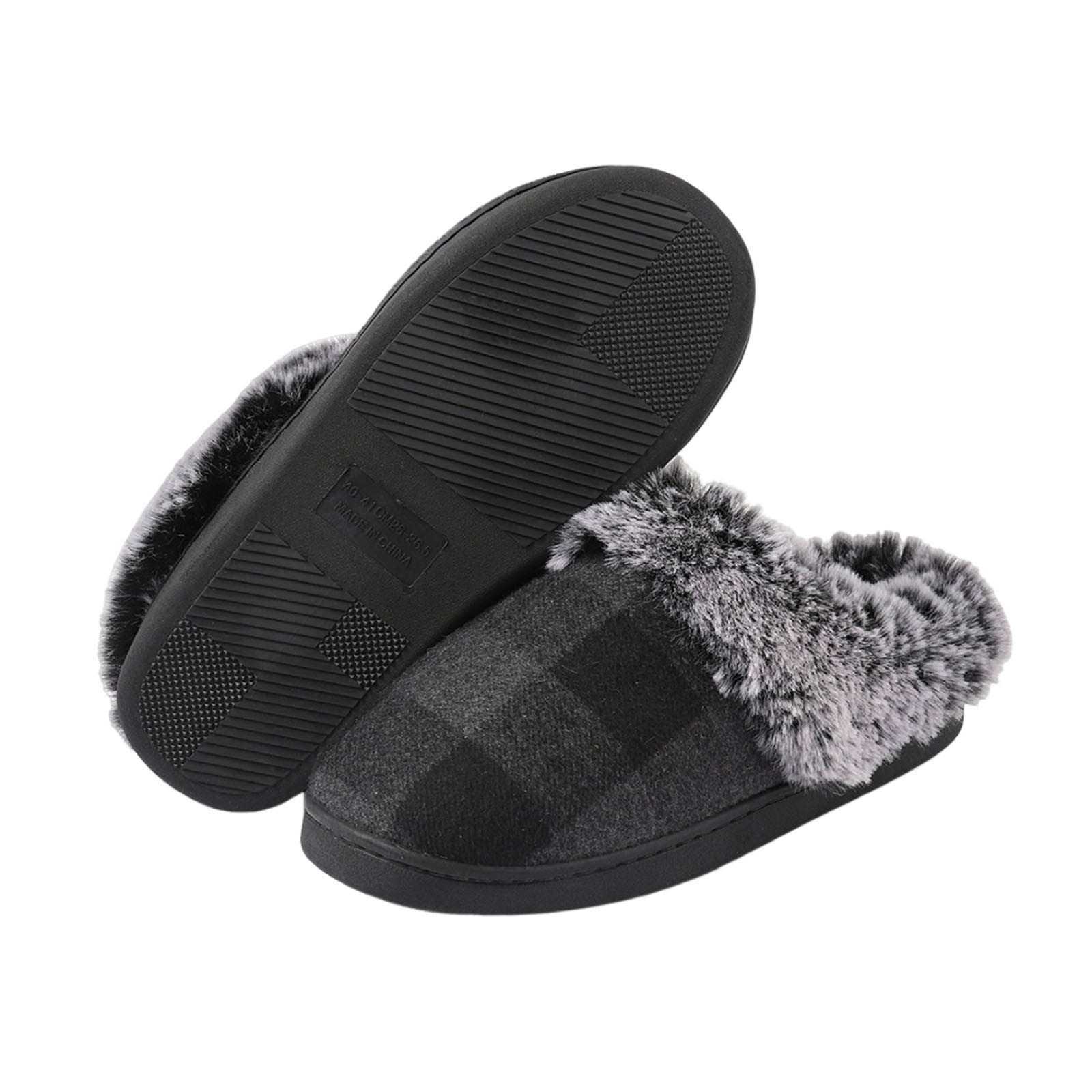 Slippers Heavy Dark Gray Ladies Casual Winter Thick Sole Rough Plush Slippers With 3Cm ...