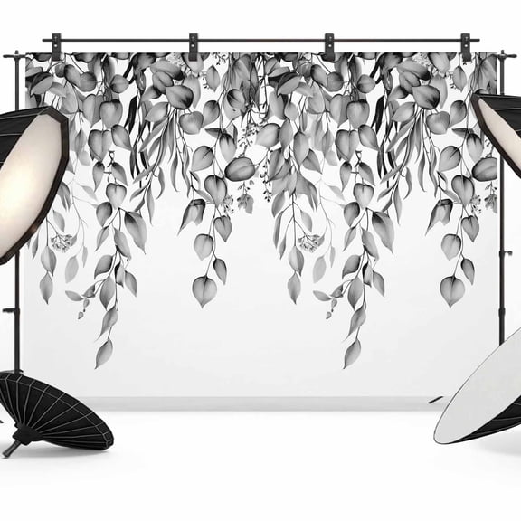 Dark Gray Leaf Photography Backdrop 7x5FT, Eucalyptus Leaves Spring Plant Farmhouses Photo Backdrops, Background for Photography Studio Photo Studio Background, Back Drop for Photoshoot