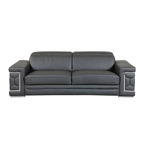 Dark Gray Leather / Elegant Sofa for Formal Spaces