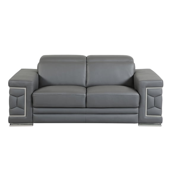 Dark Gray Leather Small Sofa | Ideal for Compact Rooms | Solid Brazilian Wood | Alleviates Weak Furniture Issues