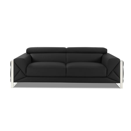 Dark Gray Leather Sofa - 90 in. Package Height - Easy Delivery - Hassle - Free Setup