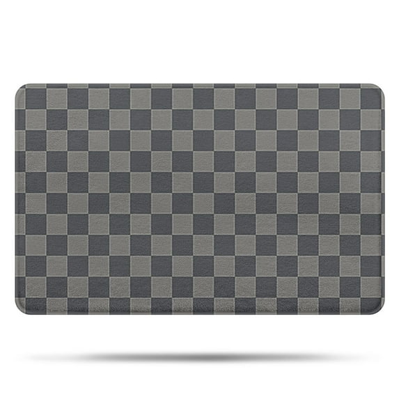 Dark Gray and Light Gray Checkered Pattern Bathroom Rugs Mat,Non Slip Microfiber Bathroom Rug,Rubber Backing,Soft Bathroom Mats for Bathroom Floor,Tub and Shower,20x32in(50x80cm)