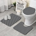 thumbnail image 1 of Dark Gray and Light Gray Checkered Pattern Bathroom Rugs Sets 3 Piece,Toilet Cover Set,Absorbent Non Slip Bathroom Mats Sets with U-Shaped Contour Rug Toilet Rug Set, 1 of 5