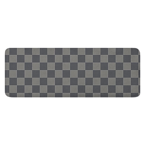 Dark Gray and Light Gray Checkered Pattern Kitchen Rug Mat,Kitchen Runner Rugs Non Skid Washable,Decorative Kitchen Floor Mats for Kitchen,Sink,Laundry,17"x47.2"