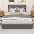 thumbnail image 1 of Dark Gray Linen Upholstery & Functionality - Full Size Bed Frame for Bedroom Decor, 1 of 2