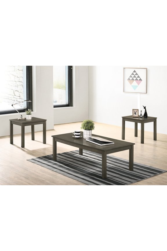 Dark Gray Living Space Table Compilation - 3pcs With 1x Coffee And 2x End Tables, Contemporary Style, , Particle Board, Rubberwood Room Classic &