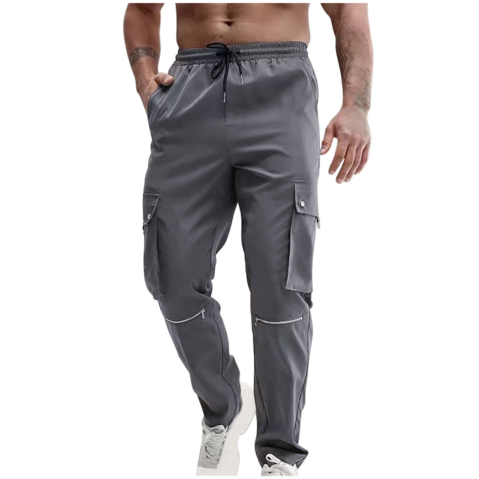 Dark Gray Mens Wild Cargo Workout Gym Casual Jogger Going Out Pants for