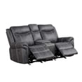 thumbnail image 1 of Dark Gray Microfiber Power Reclining Loveseat with USB Charger and Console, 1 of 7