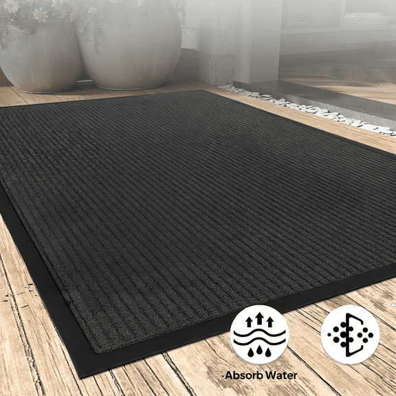 Dark Gray PVC Commercial Entrance Mat 35.4" x 59" x 0.28" Heavy Duty Indoor Outdoor Floor Protector, Extra-Long Durable Scraper Mat for High Traffic Areas Storefront Office Lobby Home Entryway