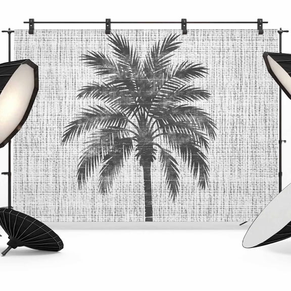 Dark Gray Palm Tree Photography Backdrop 7x5FT, Country Linen Texture Tropical Plant Vintage Photo Backdrops, Background for Photography Studio Photo Studio Background, Back Drop for Photoshoot
