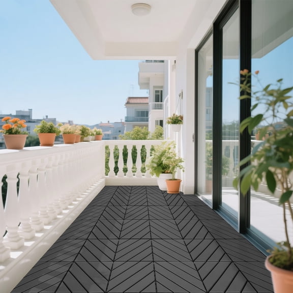 Dark Gray Plastic Interlocking Decking Tiles 44 Pack 1212 Inch Waterproof AllWeather Patio Backyard Pool Deck Flooring Tiles