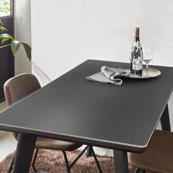 Dark Gray Plastic Table Protector Cover Pad, 1.5mm Thick Waterproof Leather-Look PVC Rectangle Desk Mat, 42x72 inch Anti Scratch Heat Resistant Table Top Area Mat for Dining Table, Office Desk