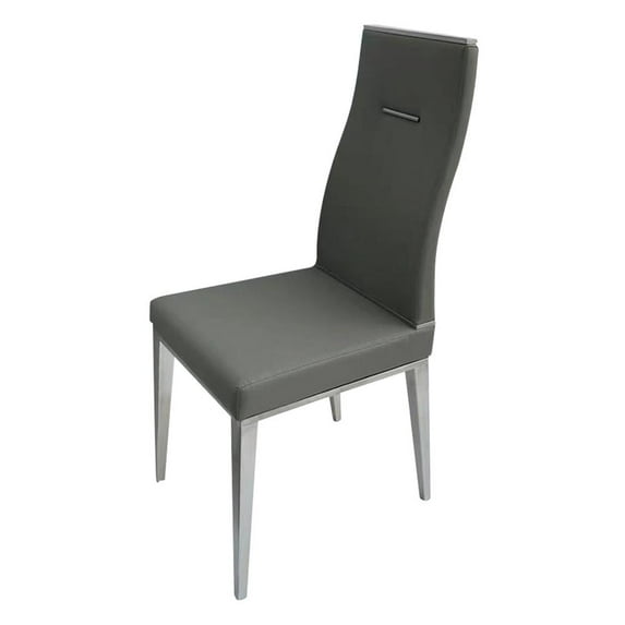 Dark Gray Polyurethane Dining Chair with Brushed Stainless Steel (Set of 4)
