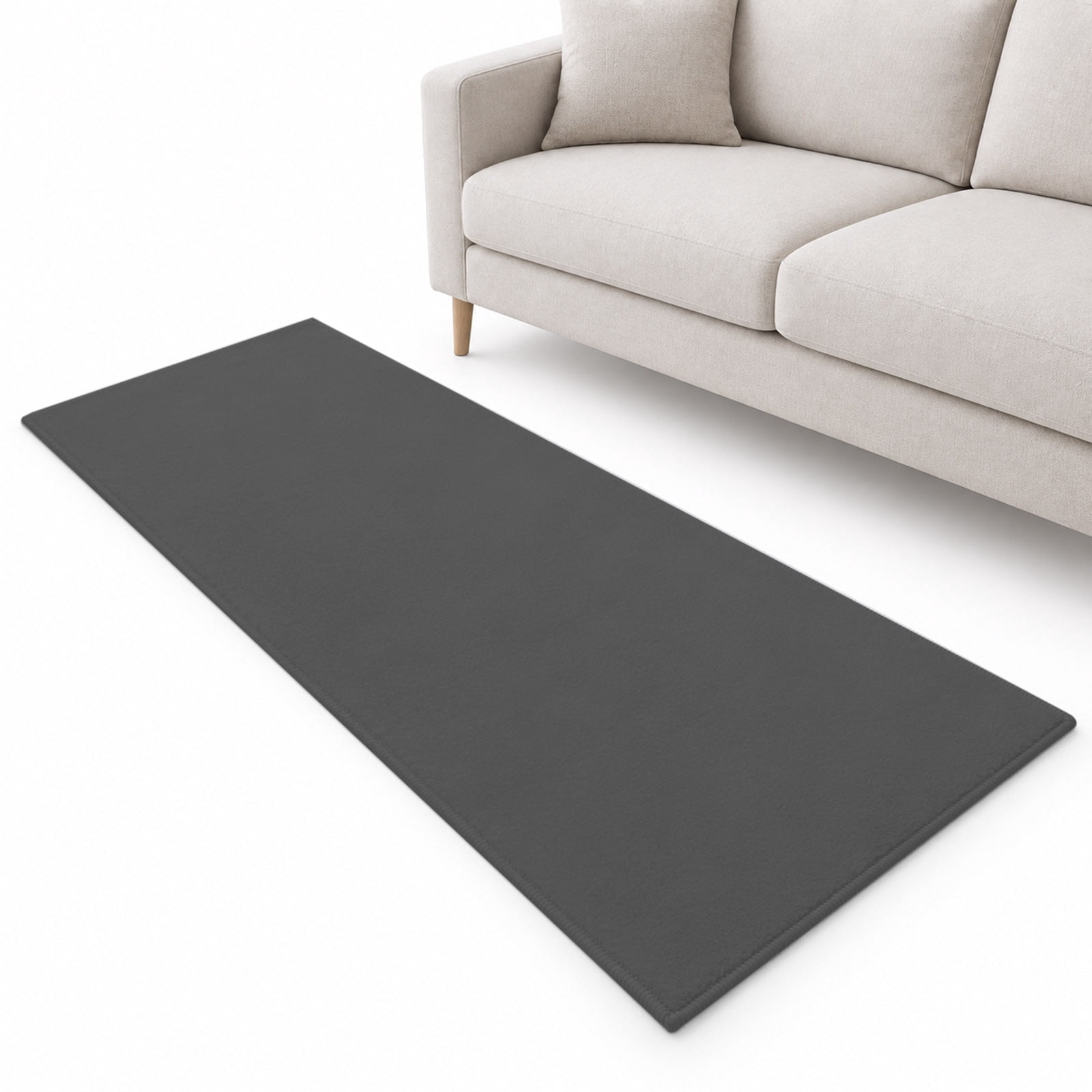 Dark Gray Runner Rug 2.6'x8', Solid Color Soft Mat Non-Slip Silicone ...