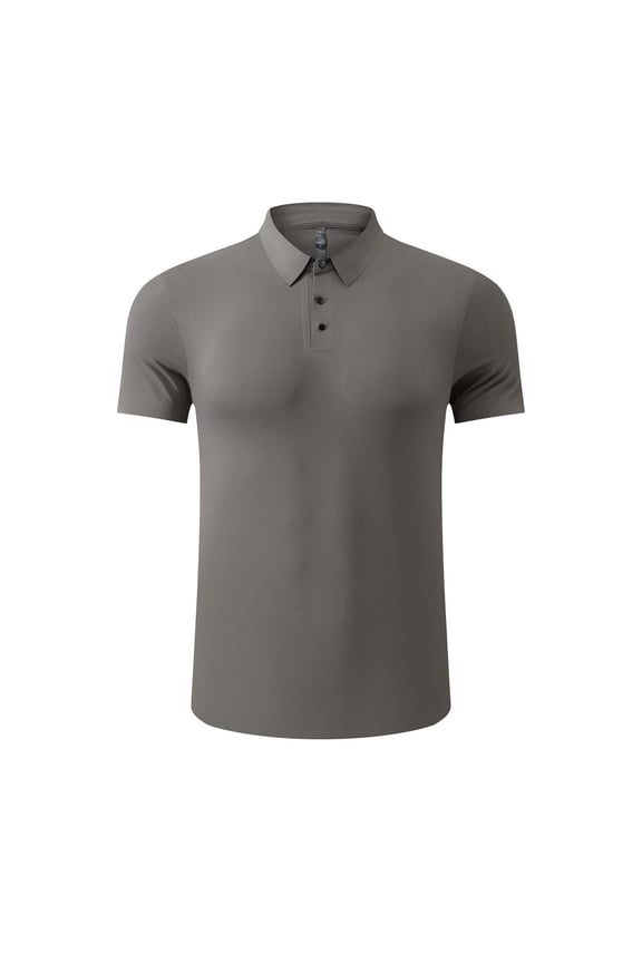 Dark Gray Shirts for Man Fall Summer Short Sleeve High Neck Faux Silk Rayon Quick Dry Basic Tops Blouses Shirts Man 2026 Clothes Country Concert Y2K M