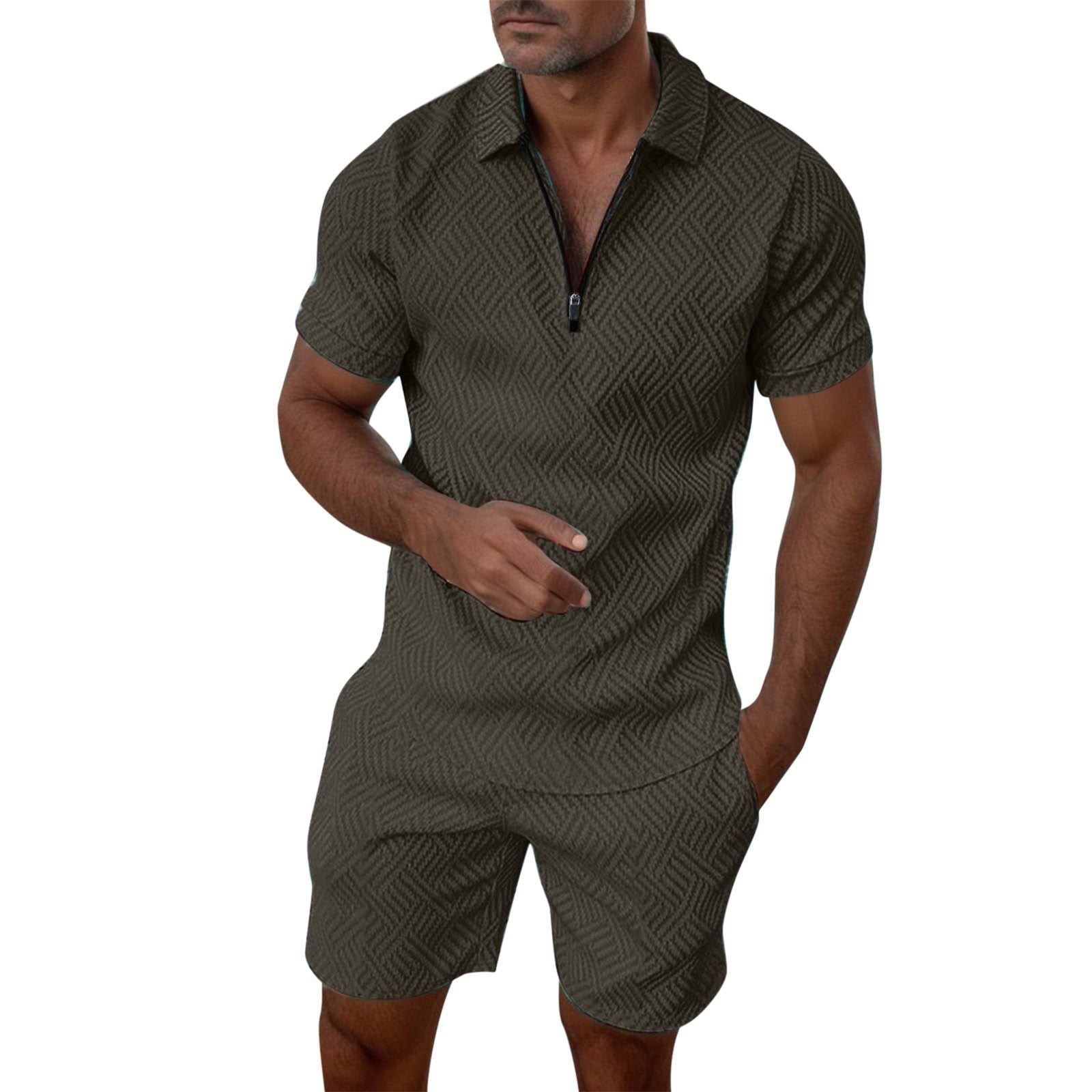 Solid Color Casual Shorts Suit main image 1