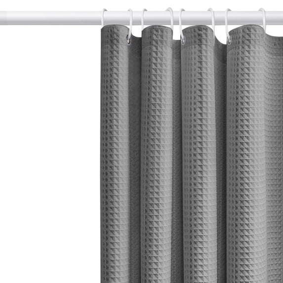 Dark Gray Shower Curtain Premium Fabric Shower Curtains Waffle Textured Bath Curtain Sets with 12 Plastic Hooks - 72"W x 72"H, Water Repellent, Machine Washable