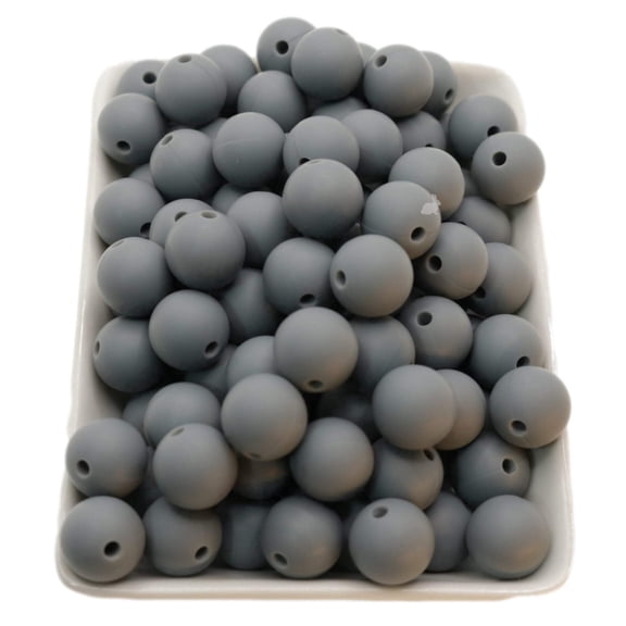 Silicone Beads for Keychain, Necklace and Bracelet Making, 12mm, 100 Pieces, Dark Gray
