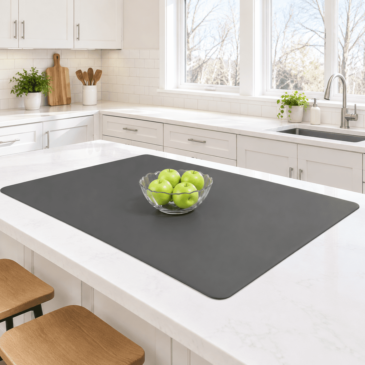 Dark Gray Silicone Kitchen Counter Mat 48