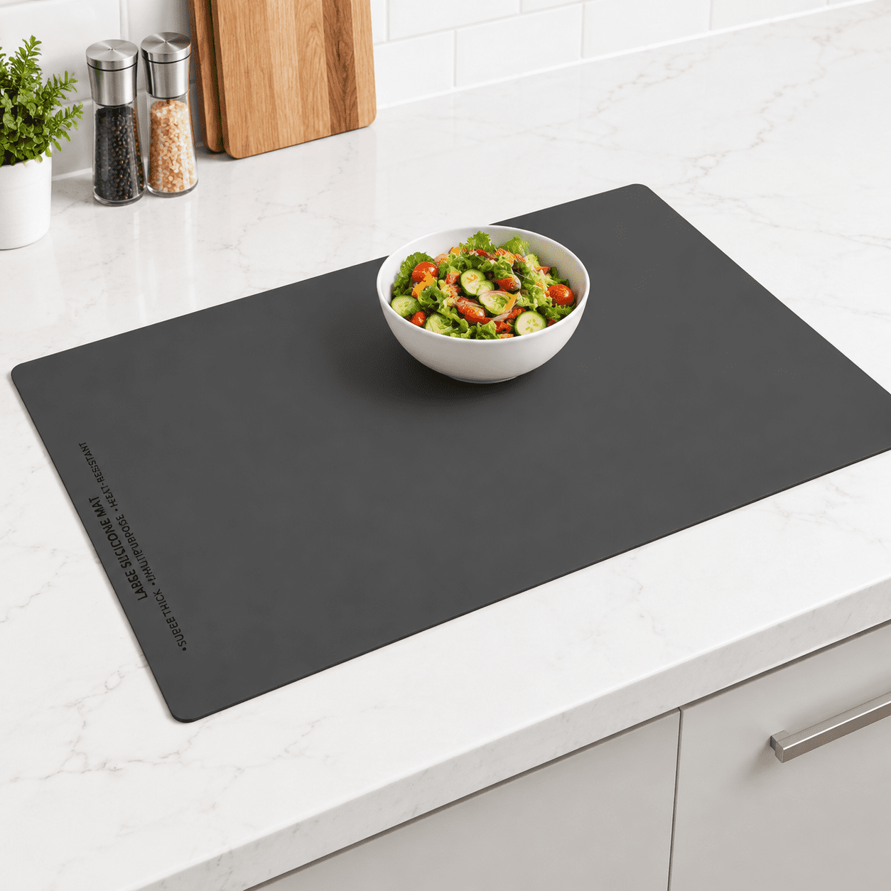 Dark Gray Silicone Kitchen Counter Mat, 78.7