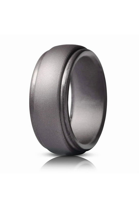 Dark Gray Silicone Wedding Ring Band Men Woman Temporary Rubber Flexible Gym