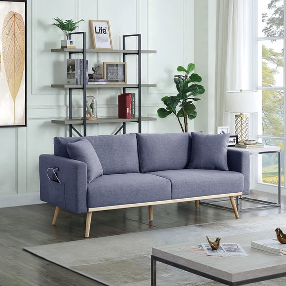 Dark Gray Sofa - Magazine Pocket & Charging - Family Gathering - Ergonomic Seating