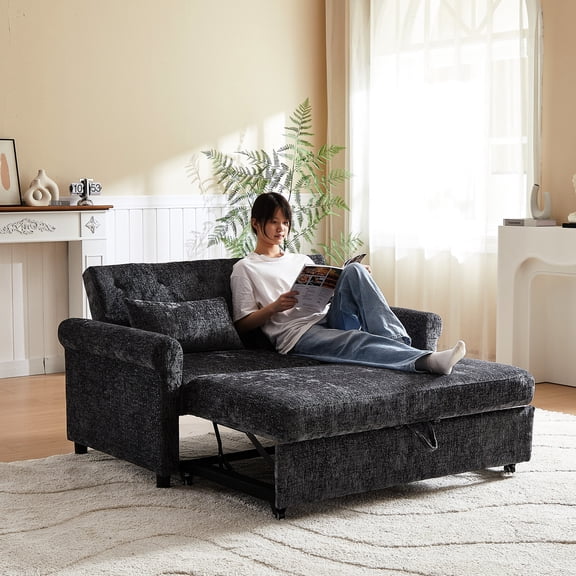 Dark Gray Sofa with Adjustable Back | Versatile Use in Bedroom | Soft Plushness and Device Charging