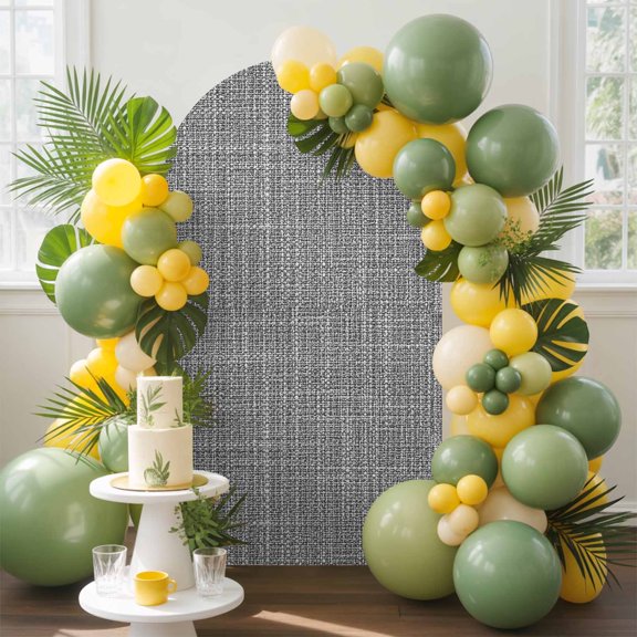 Dark Gray Solid Arch Backdrop Cover, 4FT, Minimalist Cloth Cool Gray Linen Texture Industrial Spandex Arch Covers Double-Sided Backdrop for Wedding Birthday Party Photo Background Decoration
