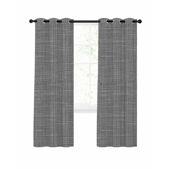 Dark Gray Solid Blackout Curtains 2 Panels Set Minimalist Cloth Cool Gray Linen Texture Industrial Thermal Insulated Privacy Black Out Drapes Window Curtain for Living Room Bedroom 52 x 96 Inch