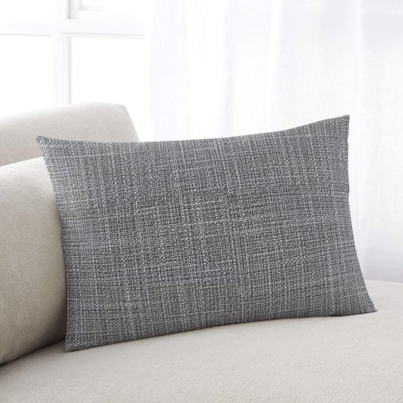 Dark Gray Solid Decorative Throw Pillow Cover 12 x 20 Inch Minimalist Cloth Cool Gray Linen Texture Industrial Lumbar Pillow Case with Zipper Cushion Cover for Sofa Couch Bed Living Room Home Decor