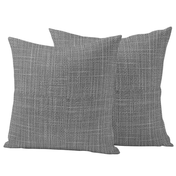 Dark Gray Solid Outdoor Pillow Covers Set of 2 Minimalist Cloth Cool Gray Linen Texture Industrial Waterproof Throw Pillow Cover Decorative Cushion Cases for Patio Porch Garden 16X16 Inch