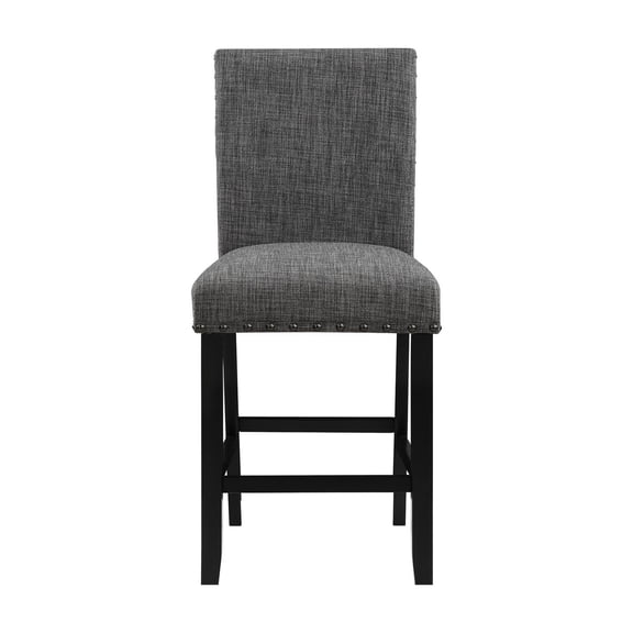 Dark Gray Solid Pattern - Transitional Look - Dining Environment - Pair of Bar Stools