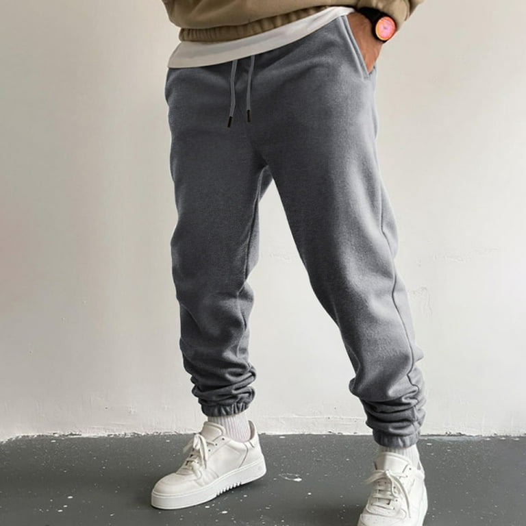 Dark Gray Sweatpants For Men Mens Autumn And Winter High Street Fashion  Leisure Loose Sports Running Solid Color Lace Up Pants Sweater Pants  Trousers