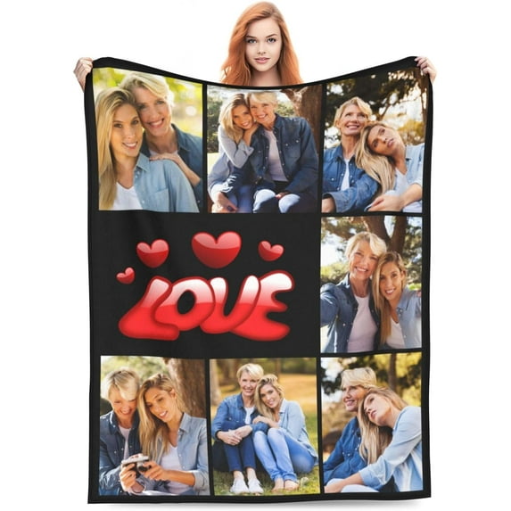 Dark Gray Throw Blanket 40x60 inch, Custom Funny Personalized Warm Flannel Blankets with Photos Text for Birthday Valentine Mother's Day Father's Day Customized Blanket Gift for Adult Child Blankets