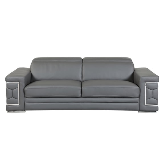 Dark Gray Top Grain Italian Leather | Reinforced Corner Blocks and Stainless Steel Chrome Legs for Stability | Relax on a Stylish and Long-lasting Sofa