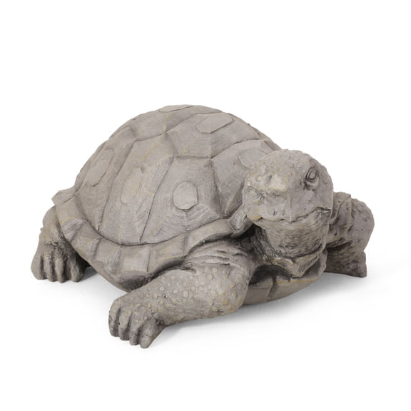 Dark Gray Turtle Garden Statue, 15" Weather-Resistant Outdoor Decorative Sculpture