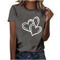 thumbnail image 1 of Dark Gray Valentine Graphic Tee for Women | Heart Outline T-Shirt | Soft Stretch Relaxed Fit Casual Top, Valentine's Day Gift S-4XL,Size L, 1 of 7
